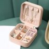 Pink PU Leather Jewelry Box – Compact Travel Organizer for Women